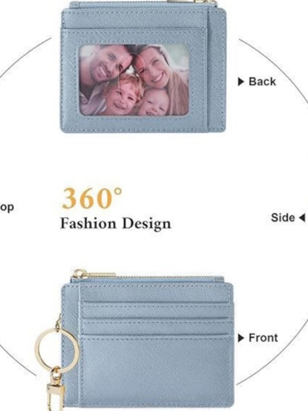 Light Blue Cardholder Wallet with ID Window